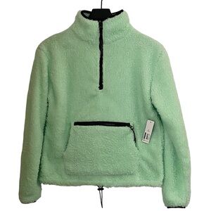 No Boundaries Girls Sherpa Plush Pullover Jacket, Neon Green,Size Small (3-5).